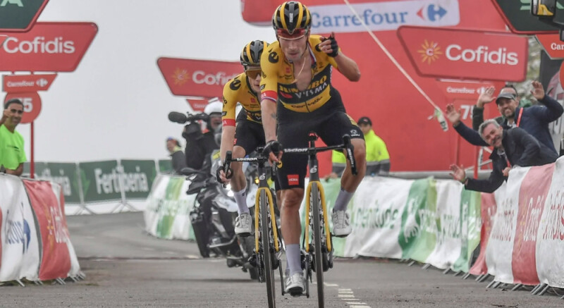 Roglic leads Jumbo-Visma podium on mythical Angliru