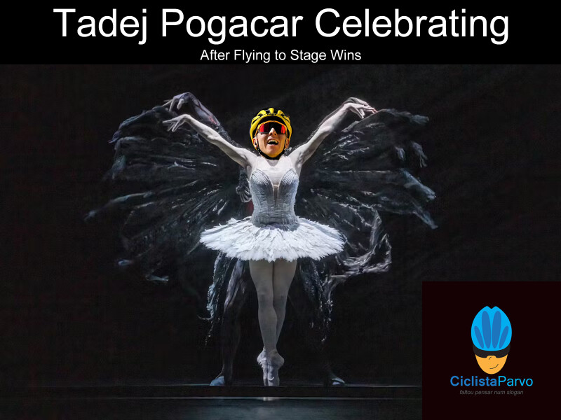 Tadej Pogacar Celebrating After Flying to Stage Wins