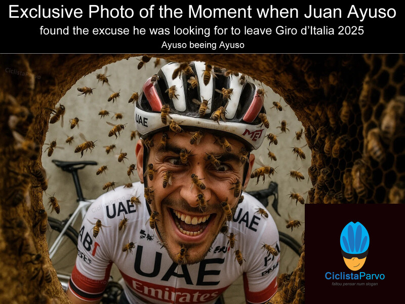 Exclusive Photo of the Moment when Juan Ayuso found the excuse he was looking for to leave Giro d'Italia 2025
