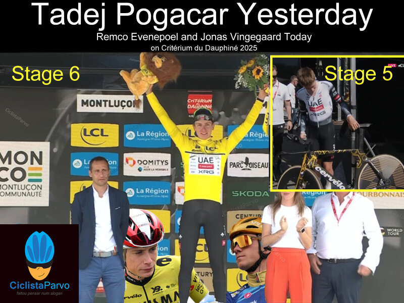 Tadej Pogacar Yesterday Remco Evenepoel and Jonas Vingegaard Today on Critérium du Dauphiné 2025