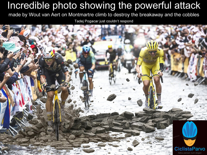 Incredible photo showing the powerful attack made by Wout van Aert on Montmartre