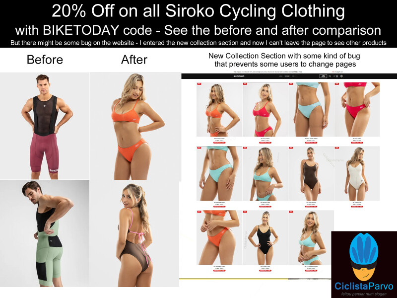 20% Off on all Siroko Cycling Clothing with BIKETODAY code - See the before and after comparison
