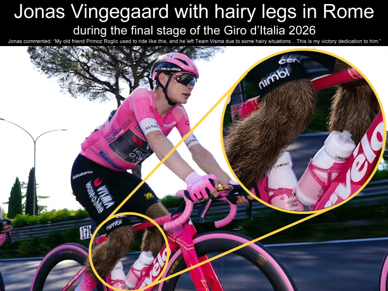 Jonas Vingegaard with hairy legs in Rome