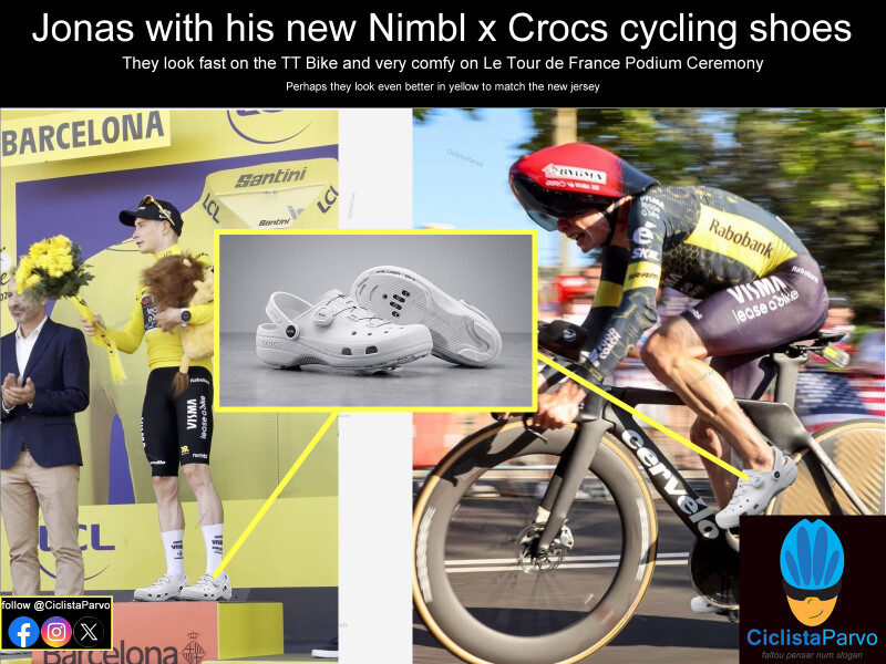 Jonas with his new Nimbl x Crocs cycling shoes
