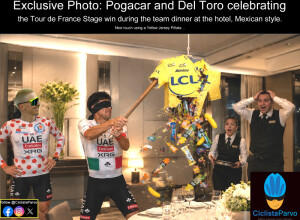 Exclusive Photo: Tadej Pogacar and Isaac del Toro celebrating