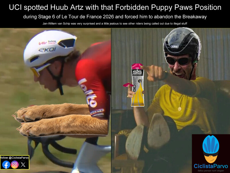 UCI spotted Huub Artz with that Forbidden Puppy Paws Position