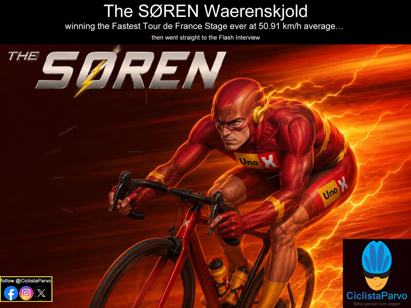 The SØREN Waerenskjold winning the Fastest Tour de France Stage ever at 50.91 km/h average