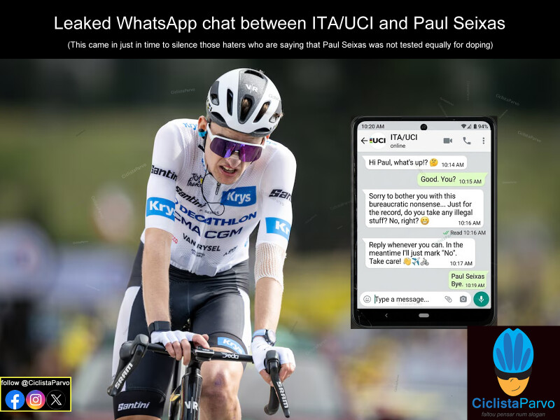 Leaked WhatsApp chat between ITA/UCI and Paul Seixas