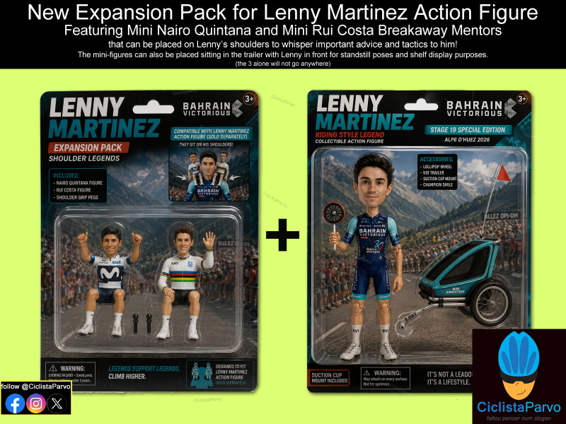 New Expansion Pack for Lenny Martinez Action Figure Featuring Mini Nairo Quintana and Mini Rui Costa Breakaway Mentors