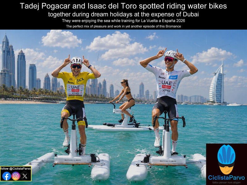 Tadej Pogacar and Isaac del Toro spotted riding water bikes together during dream holidays at the expense of Dubai
