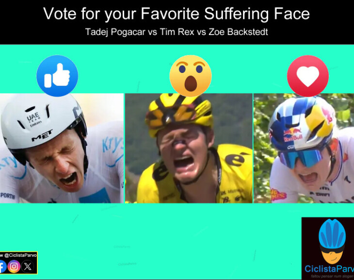Vote for your Favorite Suffering Face Tadej Pogacar vs Tim Rex vs Zoe Backstedt
